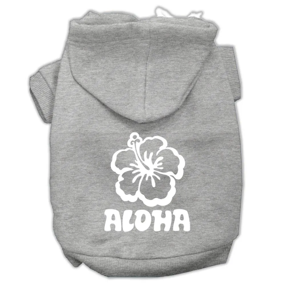 Aloha Flower Screen Print Pet Hoodies Grey Size Xs (8)