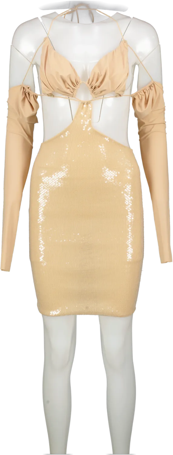 Amazuin Nude Cut Out Sequin Dress One Size