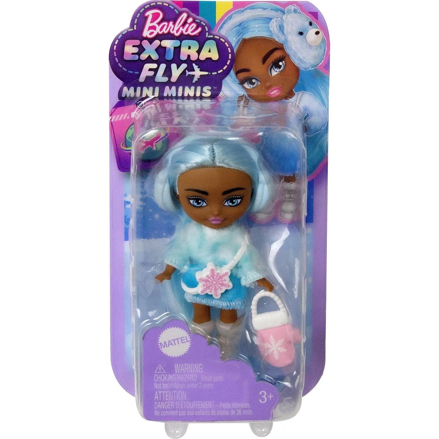 Barbie Extra Mini Minis Travel Doll with Winter Fashion and Accessories, Barbie Extra Fly Small Doll