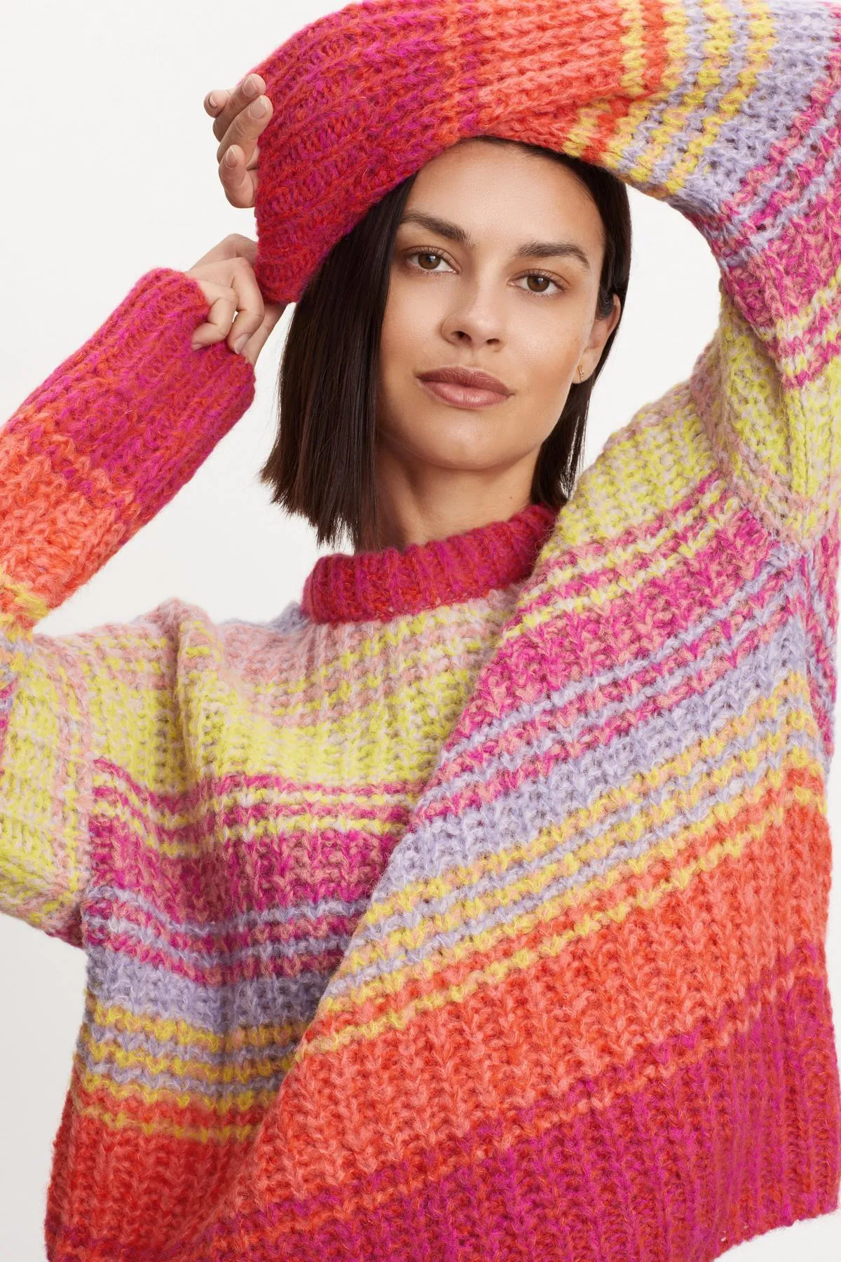 BRANDY STRIPED CREW NECK SWEATER