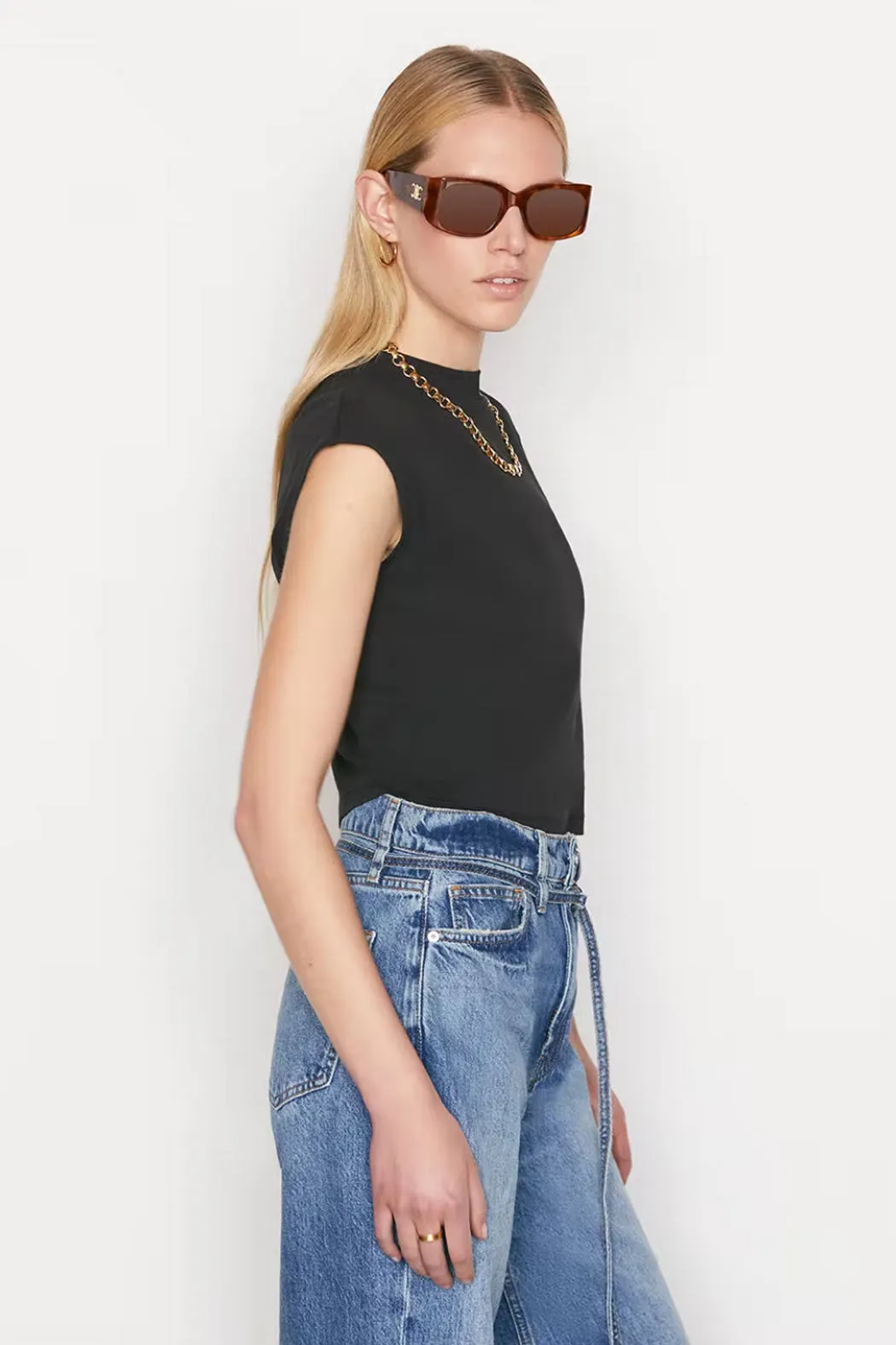 Frame - Cropped Mock Neck Top