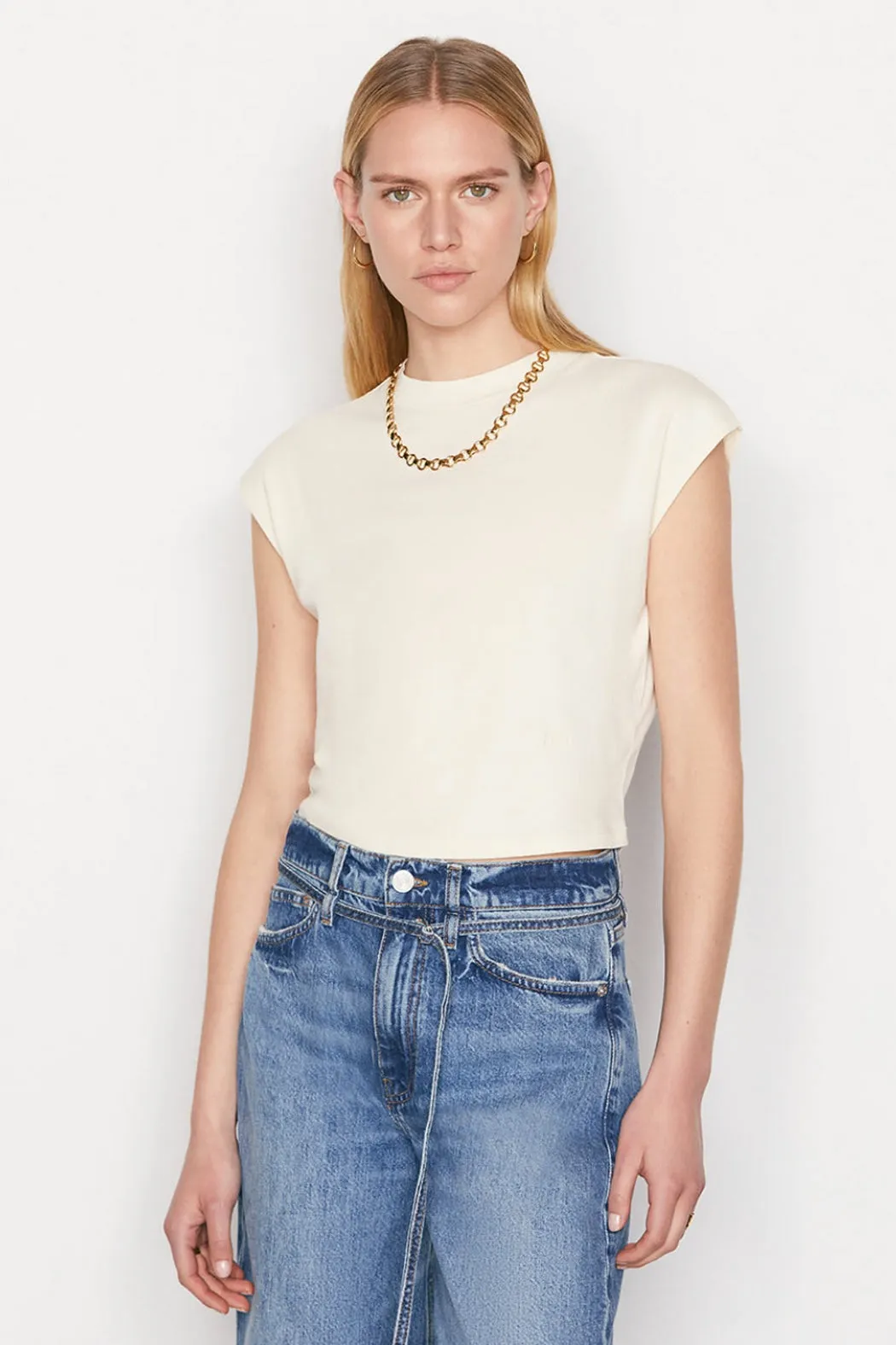 Frame - Cropped Mock Neck Top