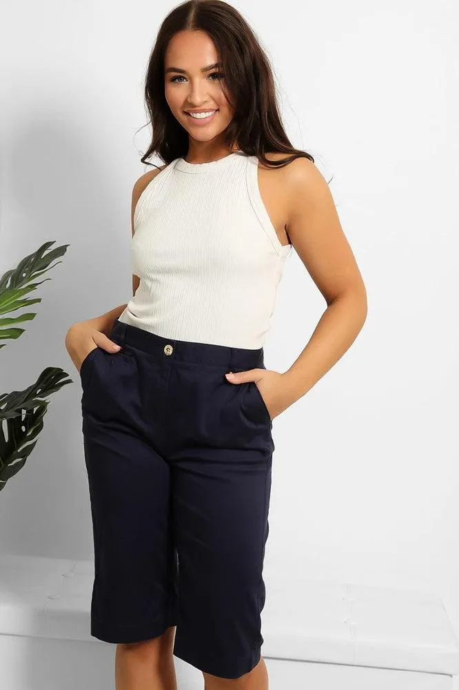 Gold Hardware Detail Smart Bermuda Shorts