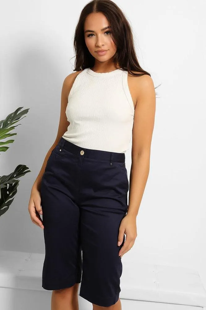 Gold Hardware Detail Smart Bermuda Shorts