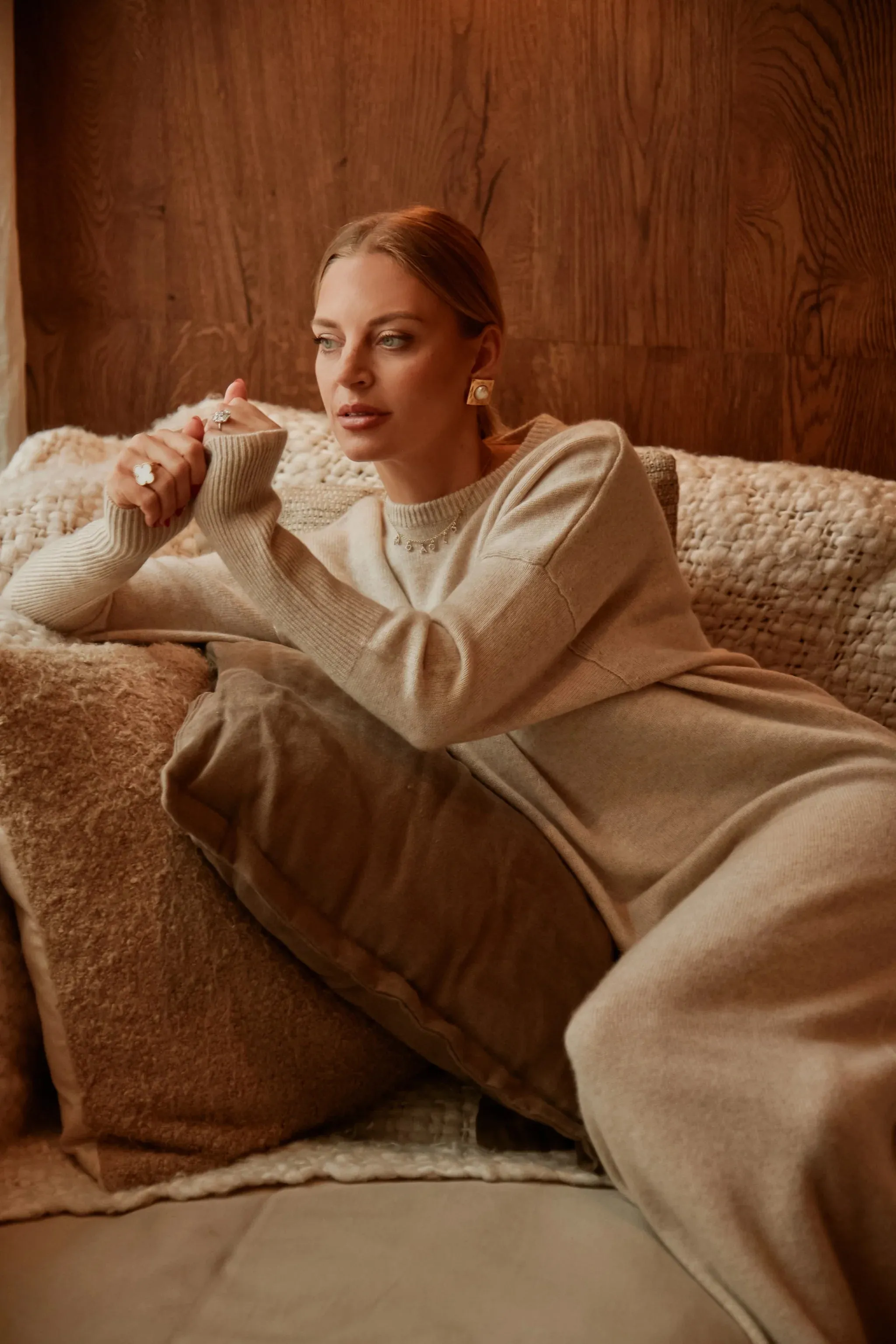Lucy Nagle x The Fashion Bug Cashmere Blend Cream ‘The Dress’ In Oatmeal UK XS/S