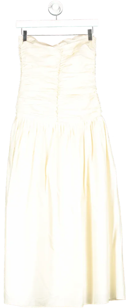 More Noir Cream ruched bodice midi Dress UK S