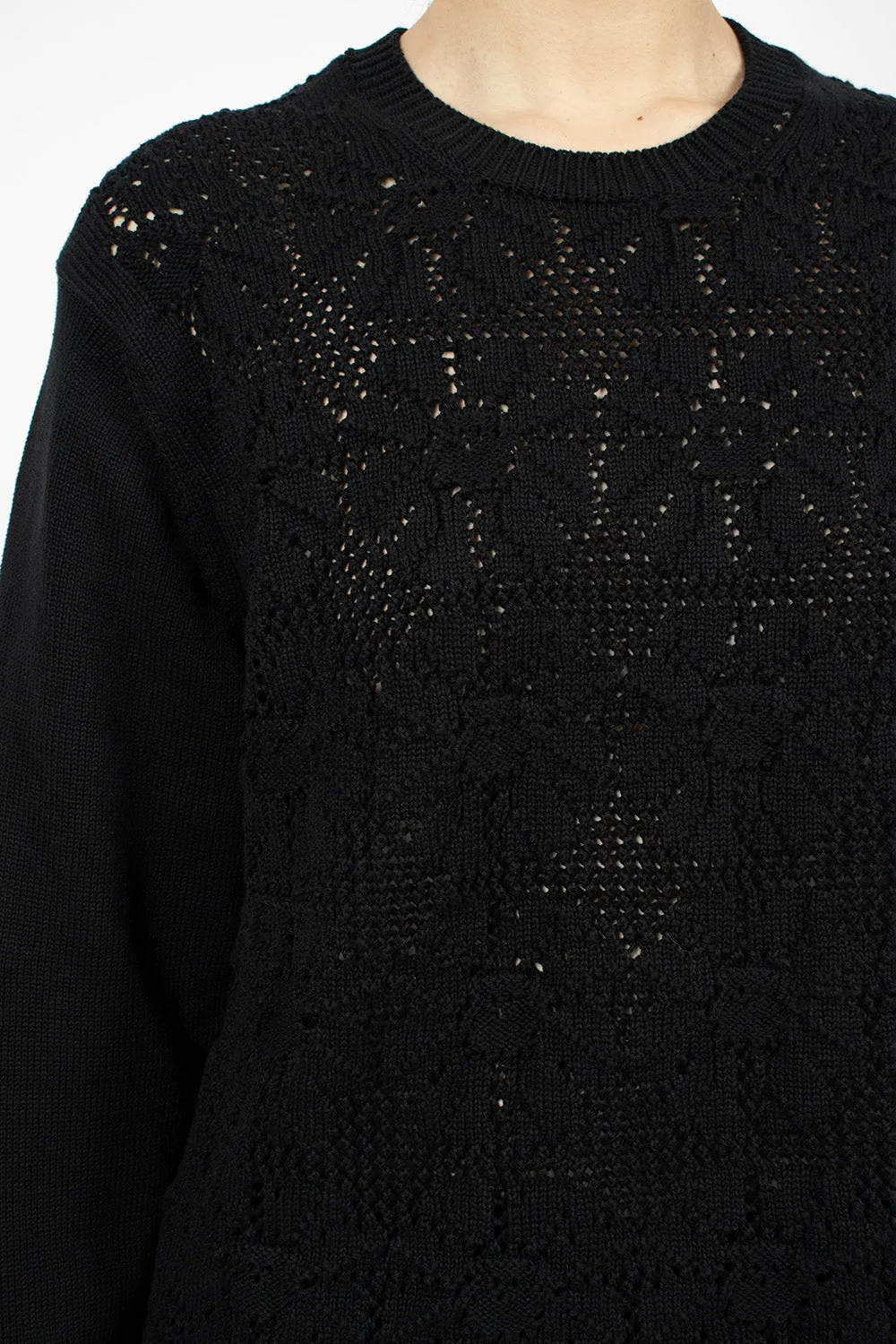 Oversized Flower Crochet Knit Black