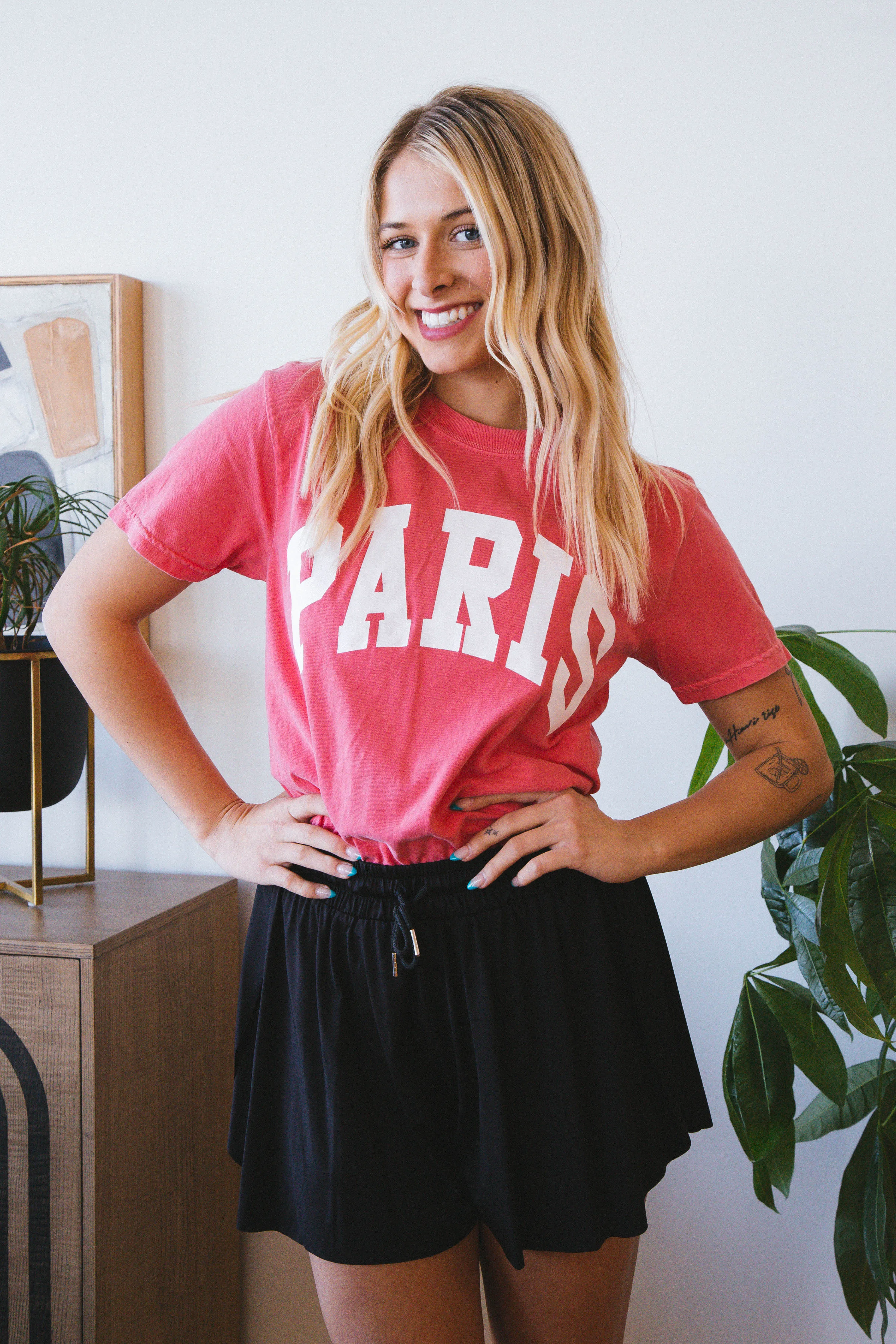 Paris Graphic Tee, Coral