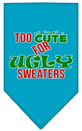 Too Cute For Ugly Sweaters Screen Print Bandana Turquoise Small