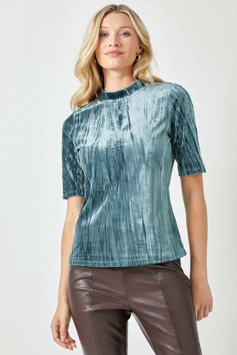 Velvet Mock Neck Top