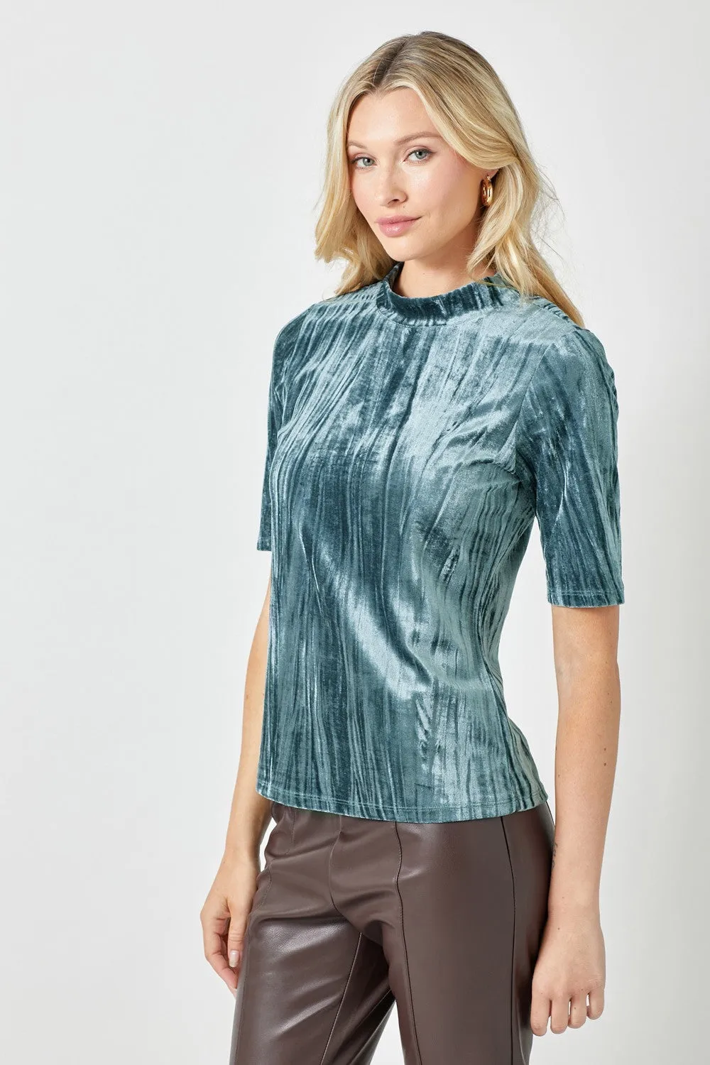 Velvet Mock Neck Top