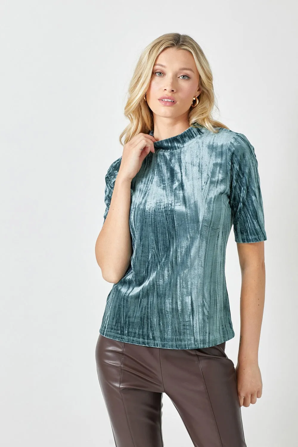 Velvet Mock Neck Top