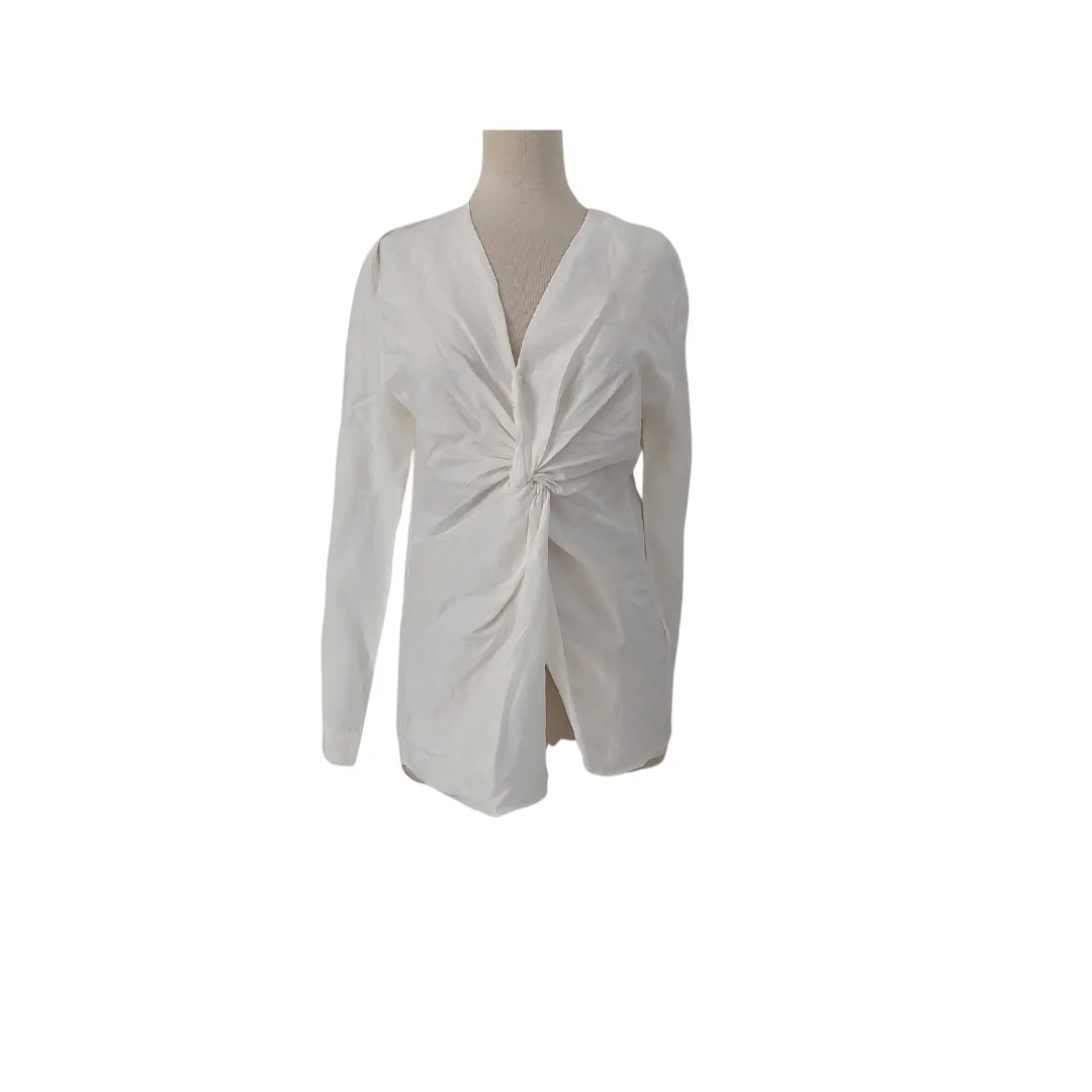 ZARA White Linen Front Knot Top | Gently Used |