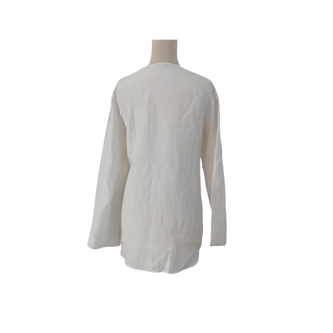 ZARA White Linen Front Knot Top | Gently Used |